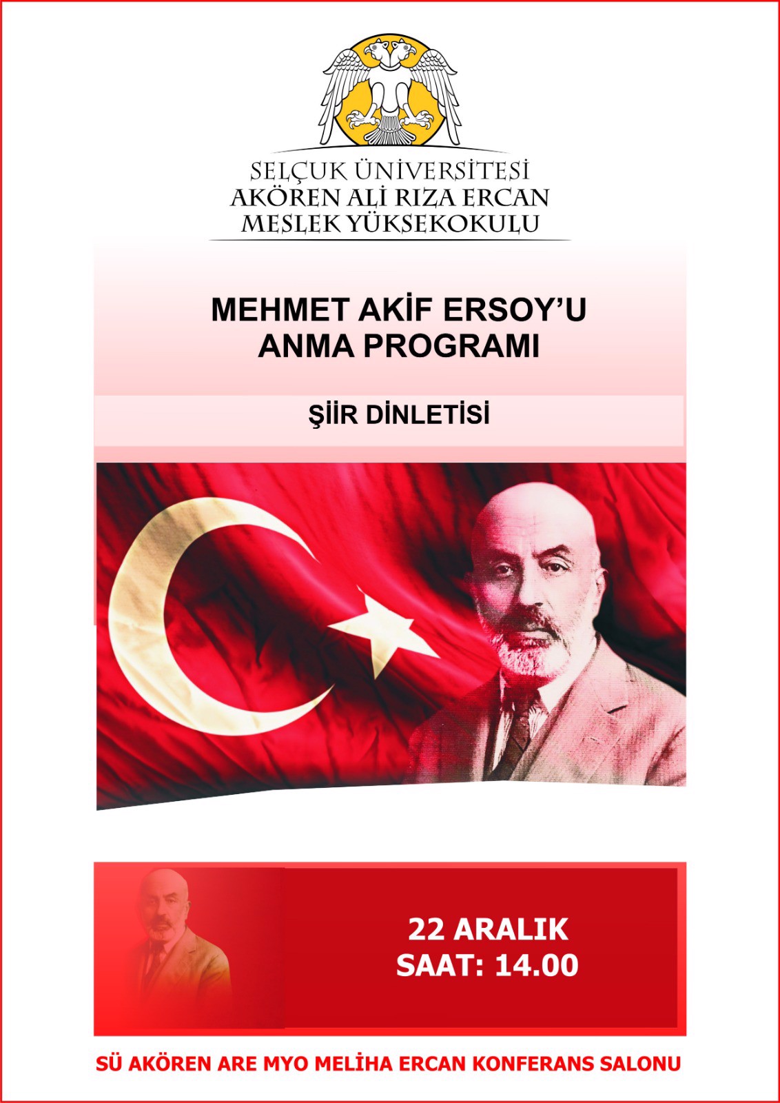 20-27 Aralık Mehmet Akif Ersoy’u Anma Haftası